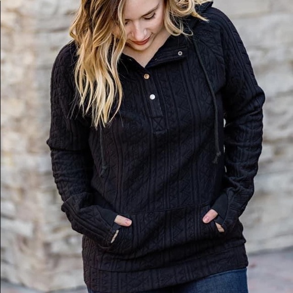 Black Aztec Snap Button Hoodie - Picture 6 of 6